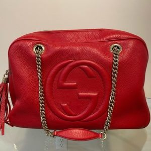 Gucci Soho Red Leather Chain Handbag